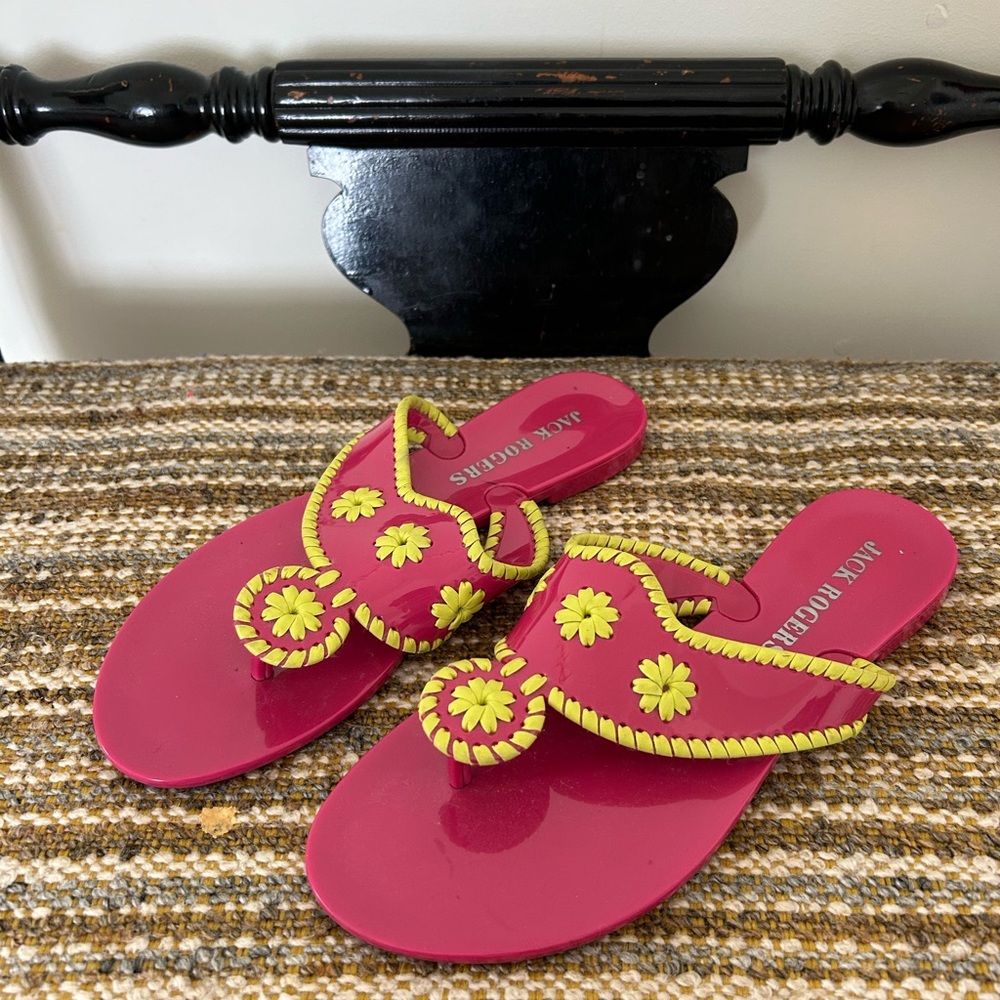 💫Jack Rogers Fuchsia and Lime Women's Sandals